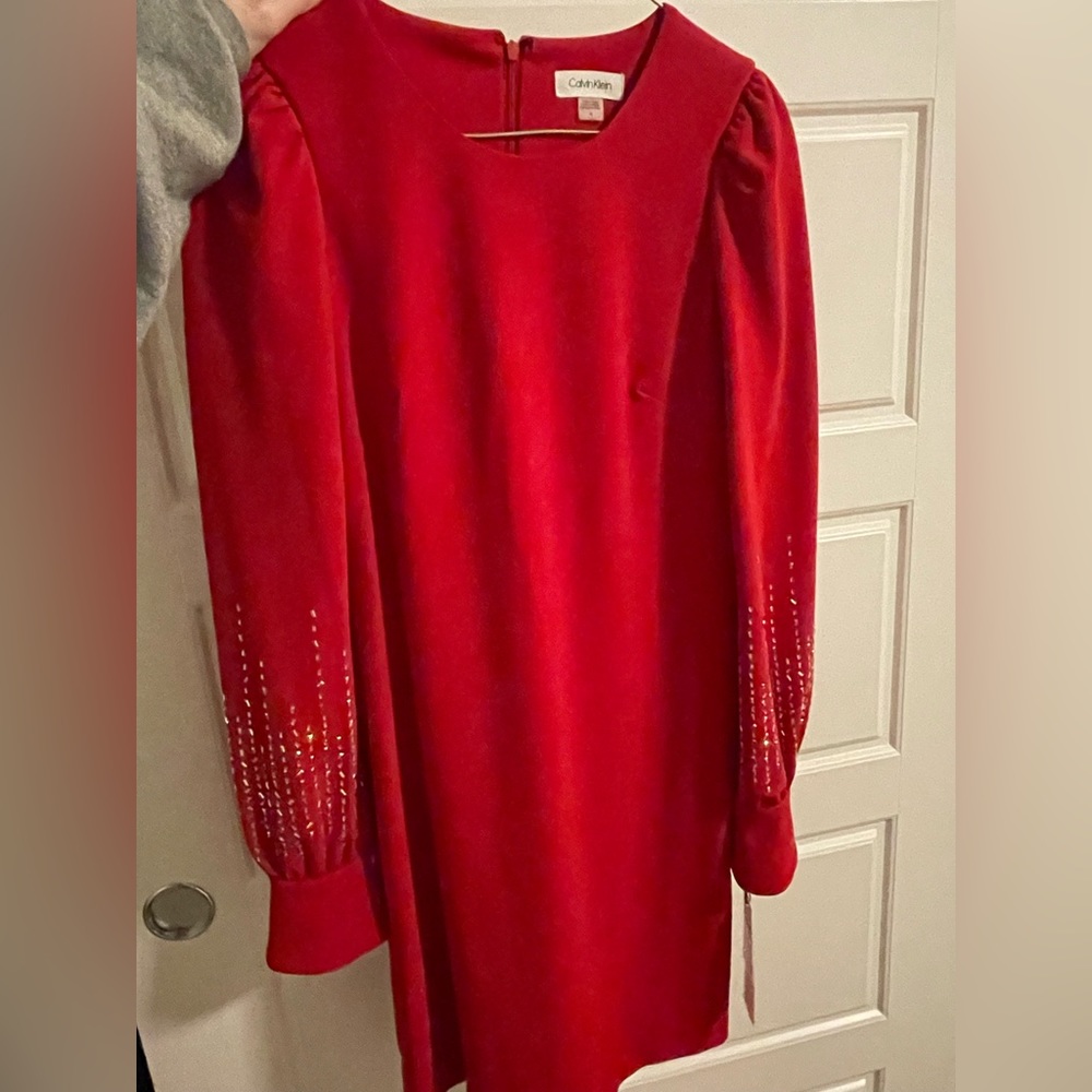 Women Calvin Klein MIDI Red Dress size 4